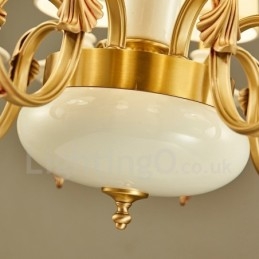 Retro Vintage Mosiężny Ceramiczny Wiszący Żyrandol Świeca z Abażurami z Tkaniny