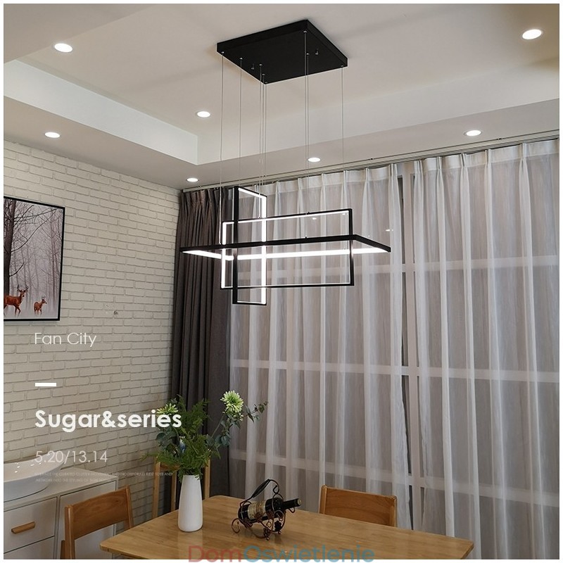 Ściemnialna lampa wisząca liniowa z pilotem, światło otoczenia, lakierowane wykończenia, aluminium, nowoczesny design