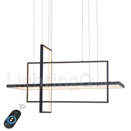 Ściemnialna lampa wisząca liniowa z pilotem, światło otoczenia, lakierowane wykończenia, aluminium, nowoczesny design