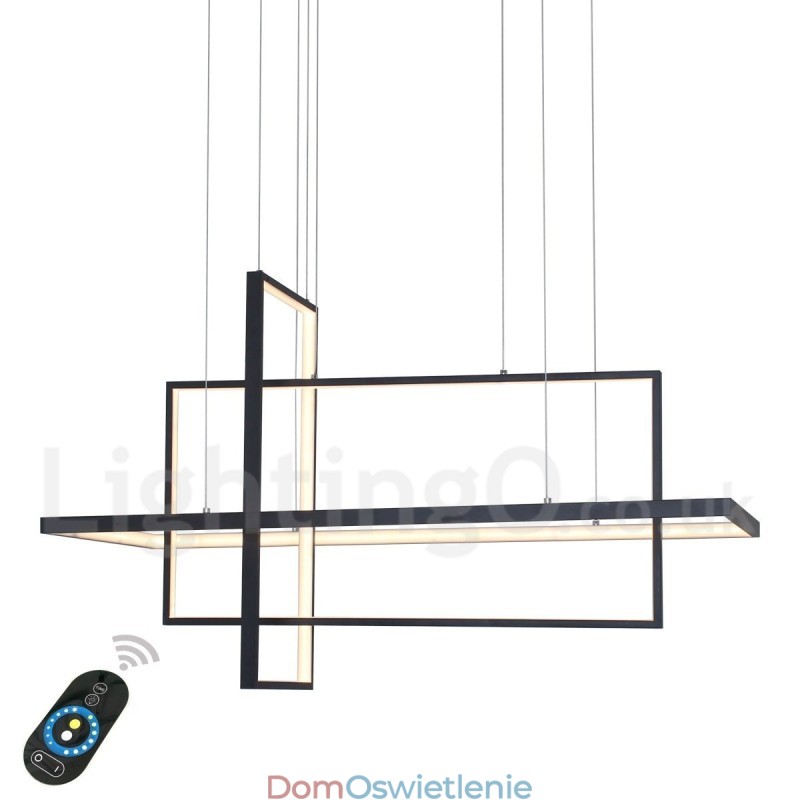 Ściemnialna lampa wisząca liniowa z pilotem, światło otoczenia, lakierowane wykończenia, aluminium, nowoczesny design
