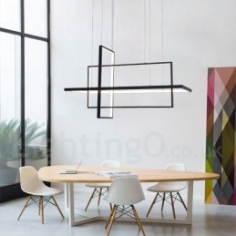 Ściemnialna lampa wisząca liniowa z pilotem, światło otoczenia, lakierowane wykończenia, aluminium, nowoczesny design