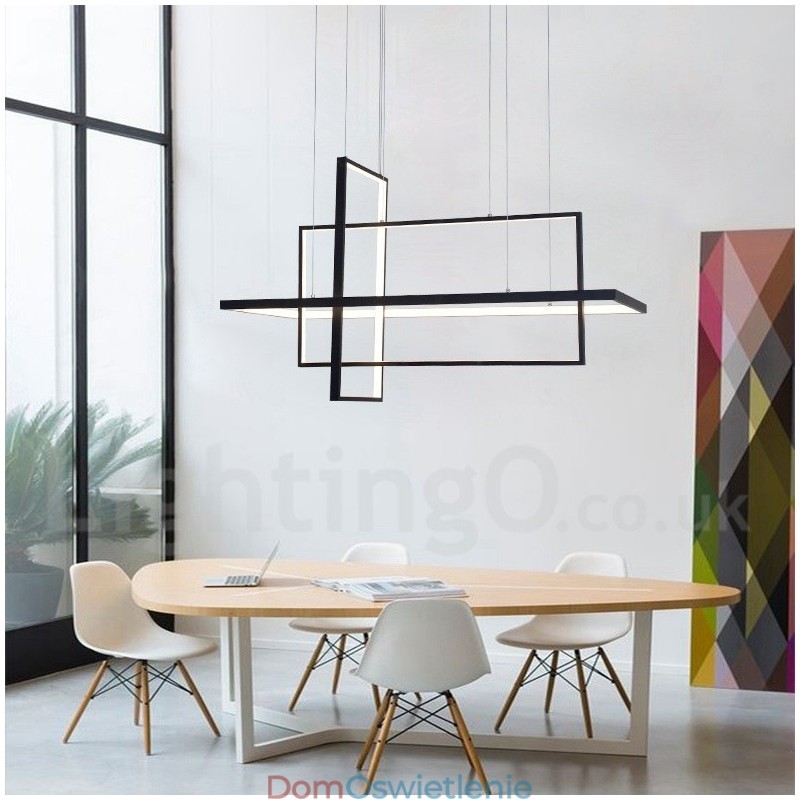 Ściemnialna lampa wisząca liniowa z pilotem, światło otoczenia, lakierowane wykończenia, aluminium, nowoczesny design