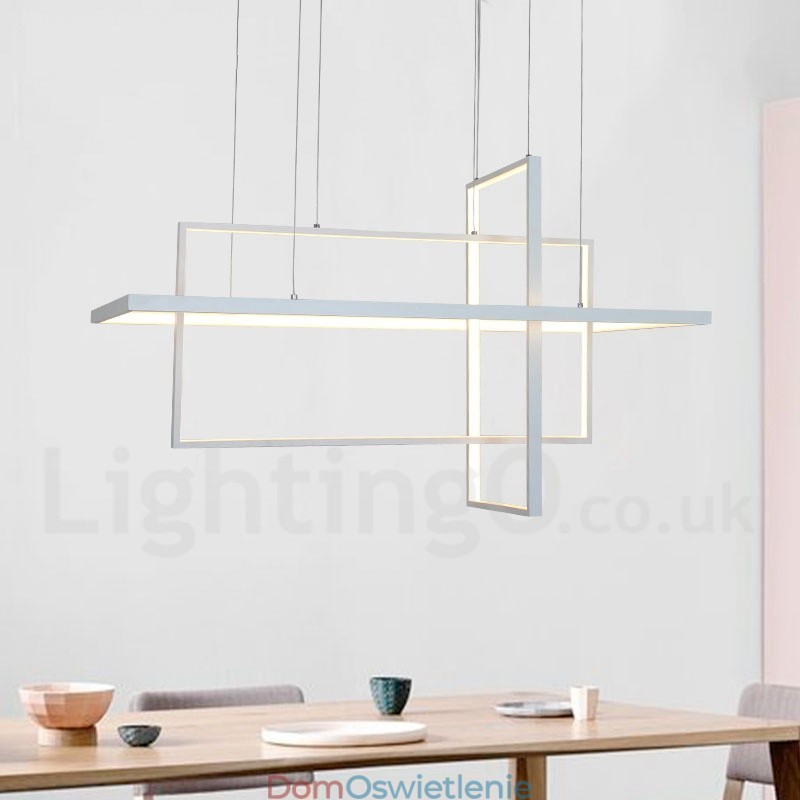 Ściemnialna lampa wisząca liniowa z pilotem, światło otoczenia, lakierowane wykończenia, aluminium, nowoczesny design