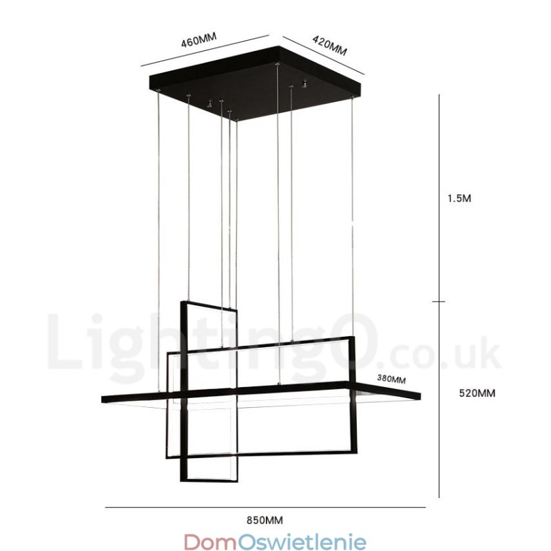 Ściemnialna lampa wisząca liniowa z pilotem, światło otoczenia, lakierowane wykończenia, aluminium, nowoczesny design