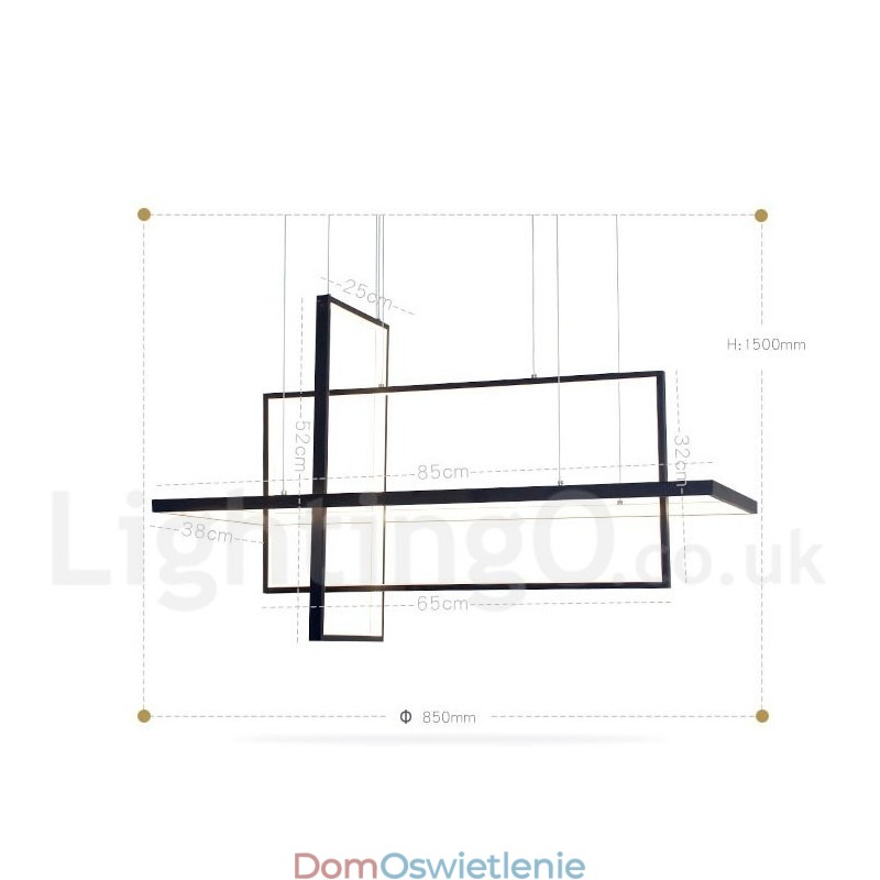 Ściemnialna lampa wisząca liniowa z pilotem, światło otoczenia, lakierowane wykończenia, aluminium, nowoczesny design