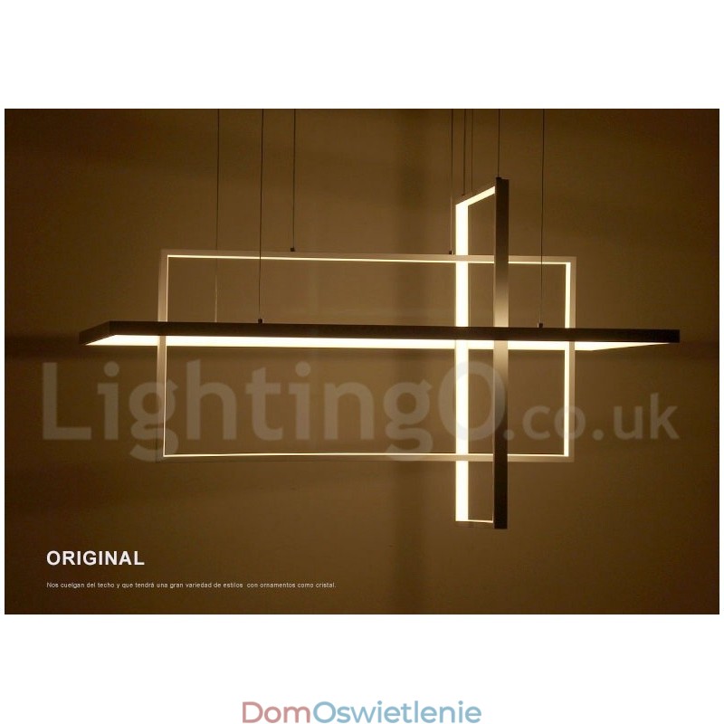 Ściemnialna lampa wisząca liniowa z pilotem, światło otoczenia, lakierowane wykończenia, aluminium, nowoczesny design