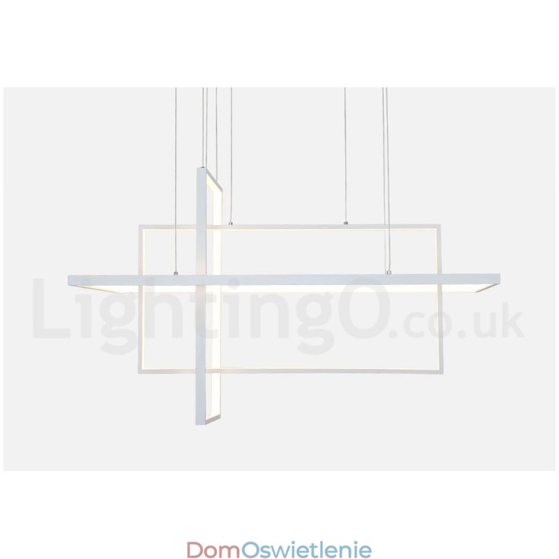 Ściemnialna lampa wisząca liniowa z pilotem, światło otoczenia, lakierowane wykończenia, aluminium, nowoczesny design