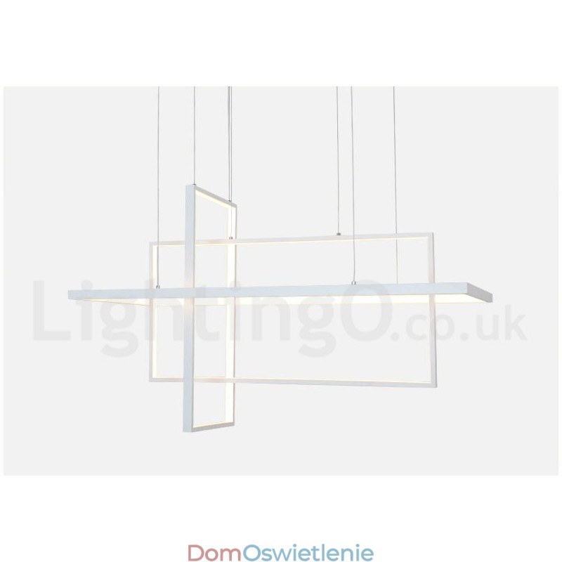 Ściemnialna lampa wisząca liniowa z pilotem, światło otoczenia, lakierowane wykończenia, aluminium, nowoczesny design