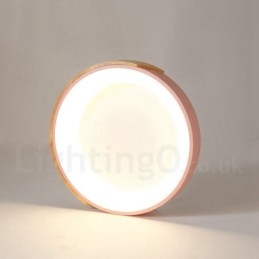 Ściemnialna wielokolorowa okrągła drewniana lampa sufitowa z akrylowym kloszem Lampa sufitowa w stylu nordyckim