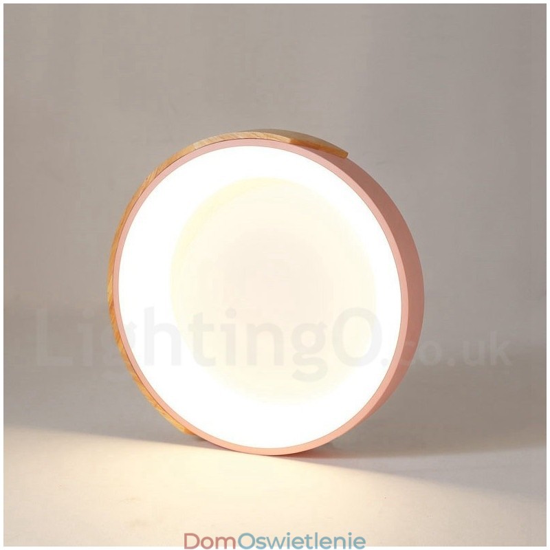 Ściemnialna wielokolorowa okrągła drewniana lampa sufitowa z akrylowym kloszem Lampa sufitowa w stylu nordyckim
