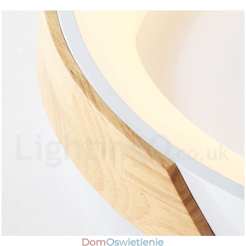Ściemnialna wielokolorowa okrągła drewniana lampa sufitowa z akrylowym kloszem Lampa sufitowa w stylu nordyckim