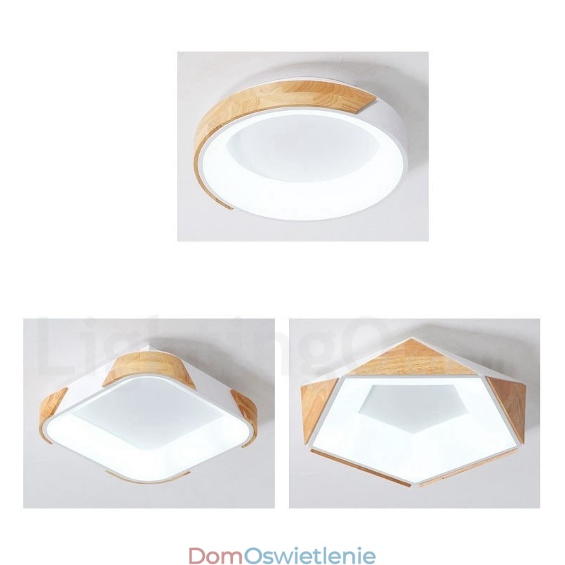 Ściemnialna wielokolorowa okrągła drewniana lampa sufitowa z akrylowym kloszem Lampa sufitowa w stylu nordyckim