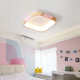 Ściemnialna wielokolorowa kwadratowa lampa sufitowa z drewna z akrylowym kloszem Lampa sufitowa w stylu nordyckim