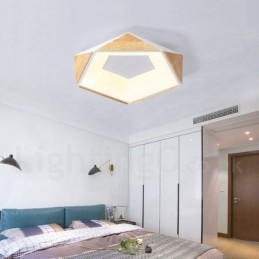 Ściemnialna wielokolorowa lampa sufitowa Pentagon Wood z akrylowym kloszem Lampa sufitowa w stylu nordyckim