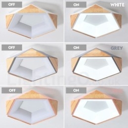 Ściemnialna wielokolorowa lampa sufitowa Pentagon Wood z akrylowym kloszem Lampa sufitowa w stylu nordyckim