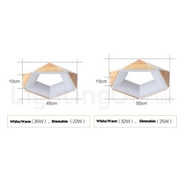Ściemnialna wielokolorowa lampa sufitowa Pentagon Wood z akrylowym kloszem Lampa sufitowa w stylu nordyckim