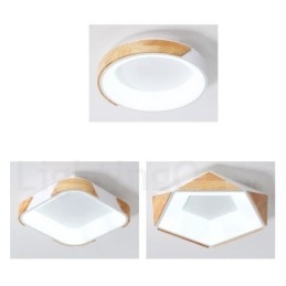 Ściemnialna wielokolorowa lampa sufitowa Pentagon Wood z akrylowym kloszem Lampa sufitowa w stylu nordyckim