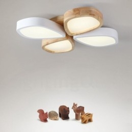 Ściemnialna ultracienka lampa sufitowa Petal Wood z akrylowym kloszem w stylu nordyckim
