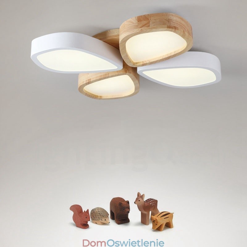 Ściemnialna ultracienka lampa sufitowa Petal Wood z akrylowym kloszem w stylu nordyckim