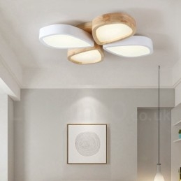 Ściemnialna ultracienka lampa sufitowa Petal Wood z akrylowym kloszem w stylu nordyckim