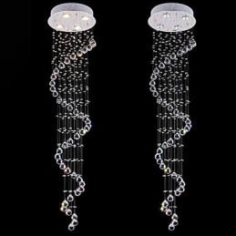 Kryształowa lampa wisząca żyrandol oświetlenie 4 światła srebrny Canpoy przezroczysty K9 kryształowe lampy sufitowe Helix H150CM