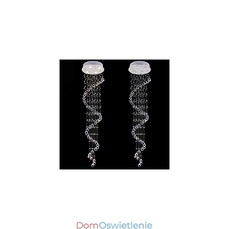 Kryształowa lampa wisząca żyrandol oświetlenie 4 światła srebrny Canpoy przezroczysty K9 kryształowe lampy sufitowe Helix H150CM