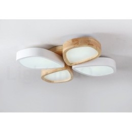 Ściemnialna ultracienka lampa sufitowa Petal Wood z akrylowym kloszem w stylu nordyckim