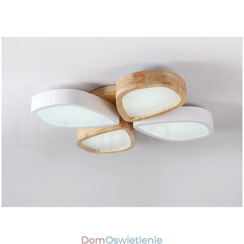 Ściemnialna ultracienka lampa sufitowa Petal Wood z akrylowym kloszem w stylu nordyckim