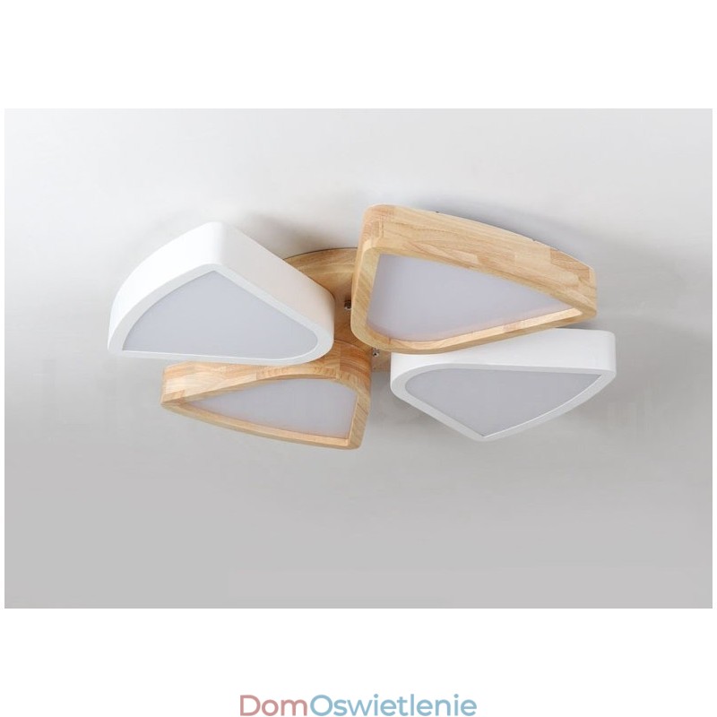 Ściemnialna ultracienka lampa sufitowa Petal Wood z akrylowym kloszem w stylu nordyckim