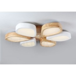 Ściemnialna ultracienka lampa sufitowa Petal Wood z akrylowym kloszem w stylu nordyckim