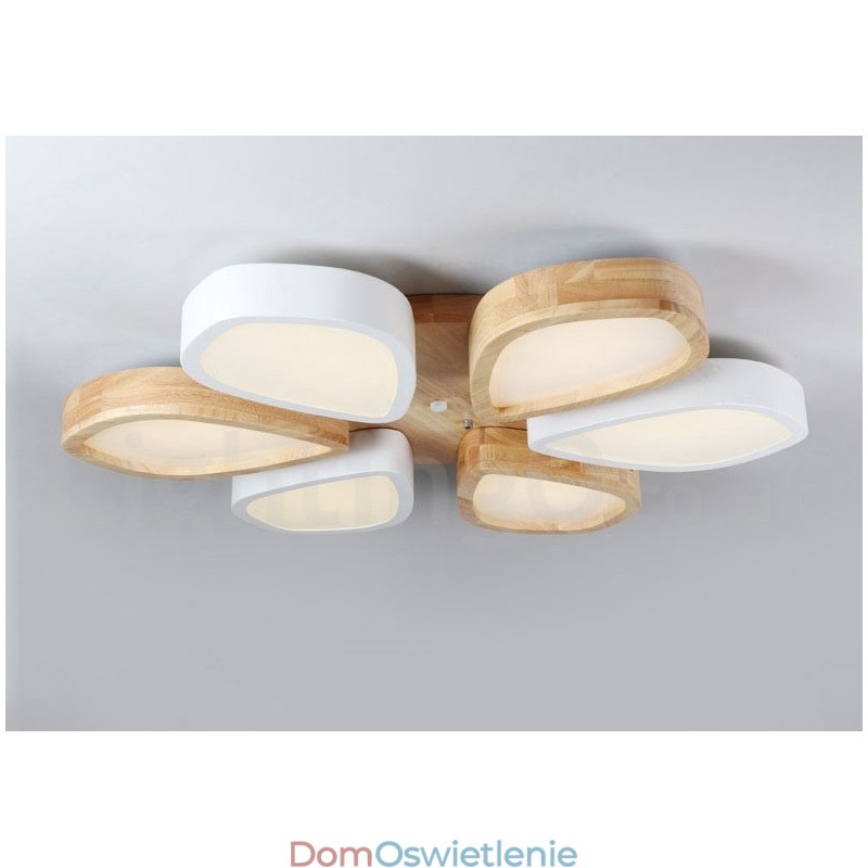 Ściemnialna ultracienka lampa sufitowa Petal Wood z akrylowym kloszem w stylu nordyckim