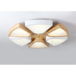 Ściemnialna ultracienka lampa sufitowa Petal Wood z akrylowym kloszem w stylu nordyckim
