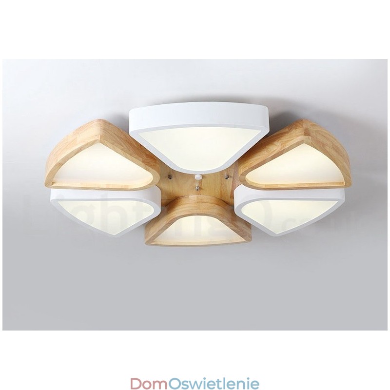 Ściemnialna ultracienka lampa sufitowa Petal Wood z akrylowym kloszem w stylu nordyckim