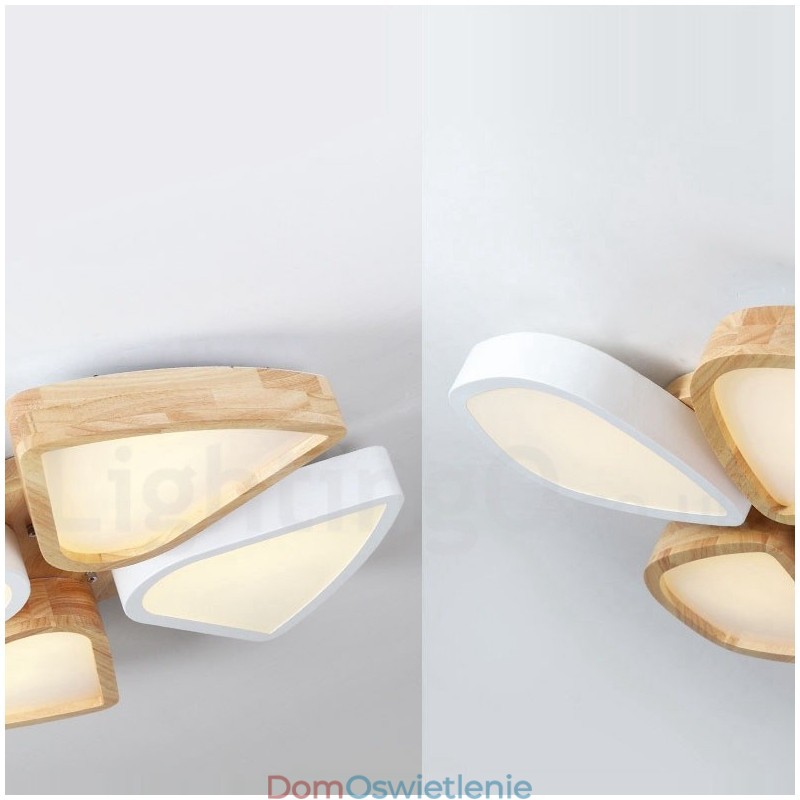 Ściemnialna ultracienka lampa sufitowa Petal Wood z akrylowym kloszem w stylu nordyckim