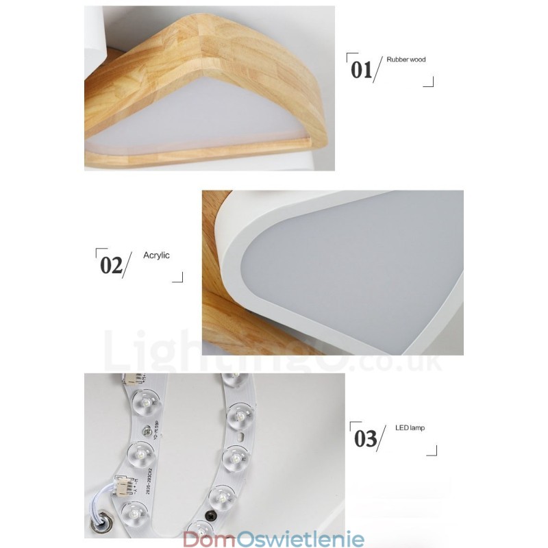 Ściemnialna ultracienka lampa sufitowa Petal Wood z akrylowym kloszem w stylu nordyckim