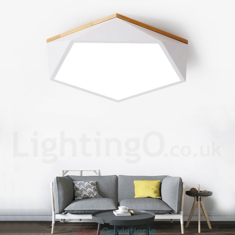 Ściemnialna lampa sufitowa Macaron Multi Colors z drewna z akrylowym kloszem Lampa sufitowa w stylu nordyckim