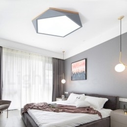 Ściemnialna lampa sufitowa Macaron Multi Colors z drewna z akrylowym kloszem Lampa sufitowa w stylu nordyckim