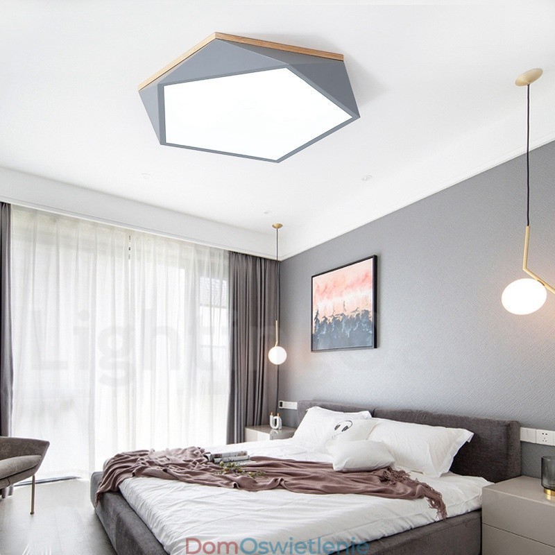 Ściemnialna lampa sufitowa Macaron Multi Colors z drewna z akrylowym kloszem Lampa sufitowa w stylu nordyckim