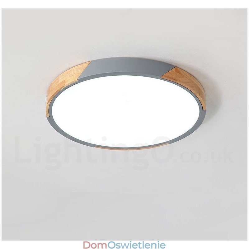 Ściemnialna lampa sufitowa Macaron Multi Colors Wood Ultra cienka z akrylowym kloszem Lampa sufitowa w stylu nordyckim