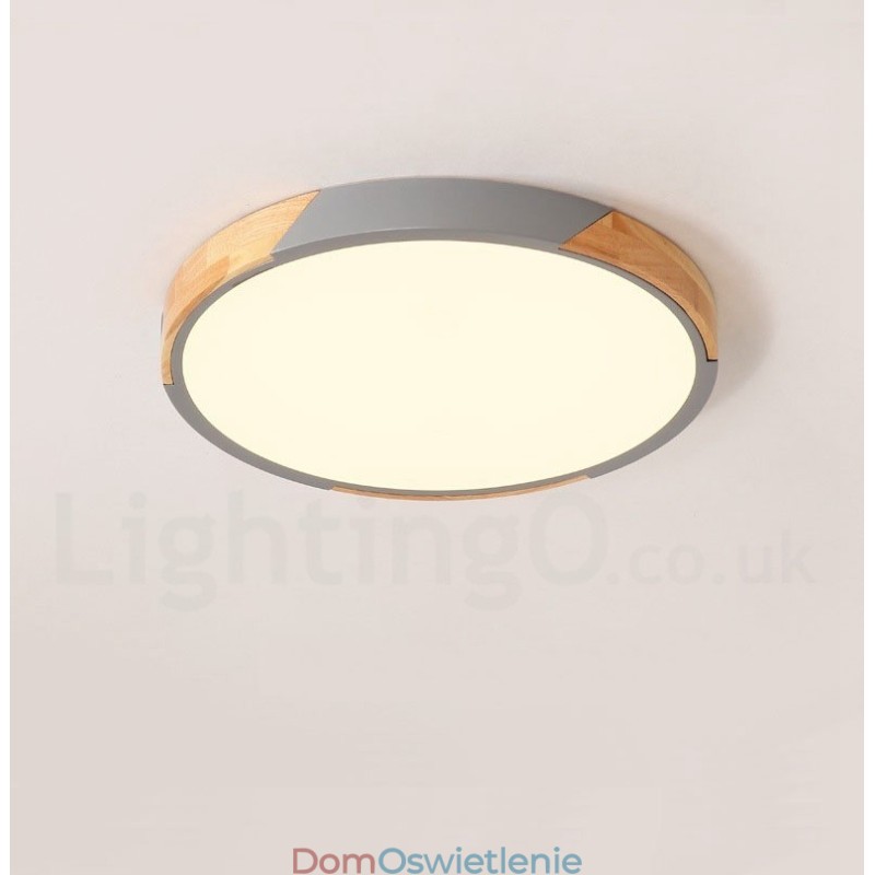 Ściemnialna lampa sufitowa Macaron Multi Colors Wood Ultra cienka z akrylowym kloszem Lampa sufitowa w stylu nordyckim