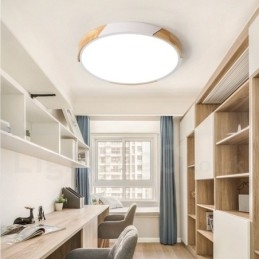 Ściemnialna lampa sufitowa Macaron Multi Colors Wood Ultra cienka z akrylowym kloszem Lampa sufitowa w stylu nordyckim