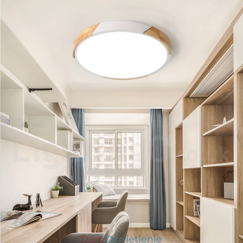 Ściemnialna lampa sufitowa Macaron Multi Colors Wood Ultra cienka z akrylowym kloszem Lampa sufitowa w stylu nordyckim