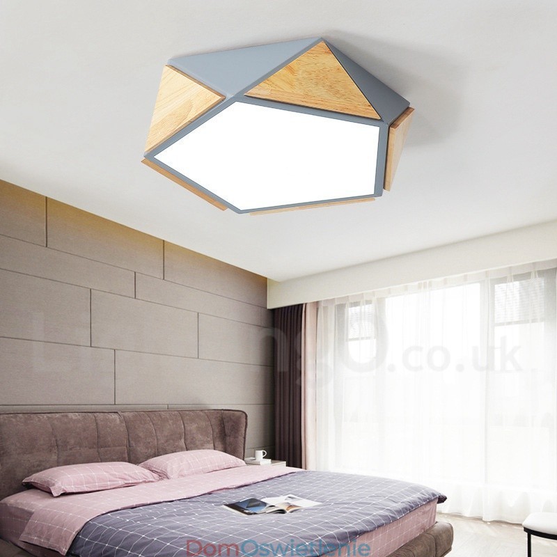 Ściemnialna lampa sufitowa Macaron Multi Colors z drewna z akrylowym kloszem Lampa sufitowa w stylu nordyckim