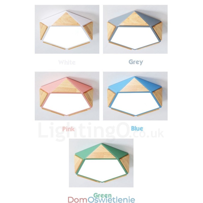 Ściemnialna lampa sufitowa Macaron Multi Colors z drewna z akrylowym kloszem Lampa sufitowa w stylu nordyckim