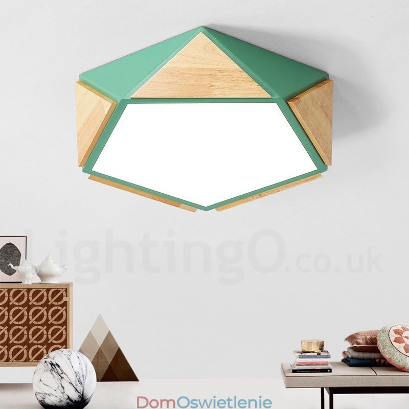 Ściemnialna lampa sufitowa Macaron Multi Colors z drewna z akrylowym kloszem Lampa sufitowa w stylu nordyckim