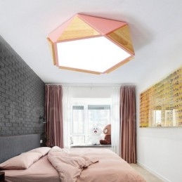 Ściemnialna lampa sufitowa Macaron Multi Colors z drewna z akrylowym kloszem Lampa sufitowa w stylu nordyckim