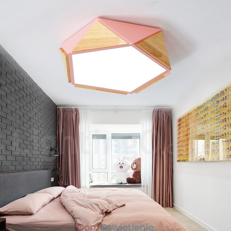 Ściemnialna lampa sufitowa Macaron Multi Colors z drewna z akrylowym kloszem Lampa sufitowa w stylu nordyckim