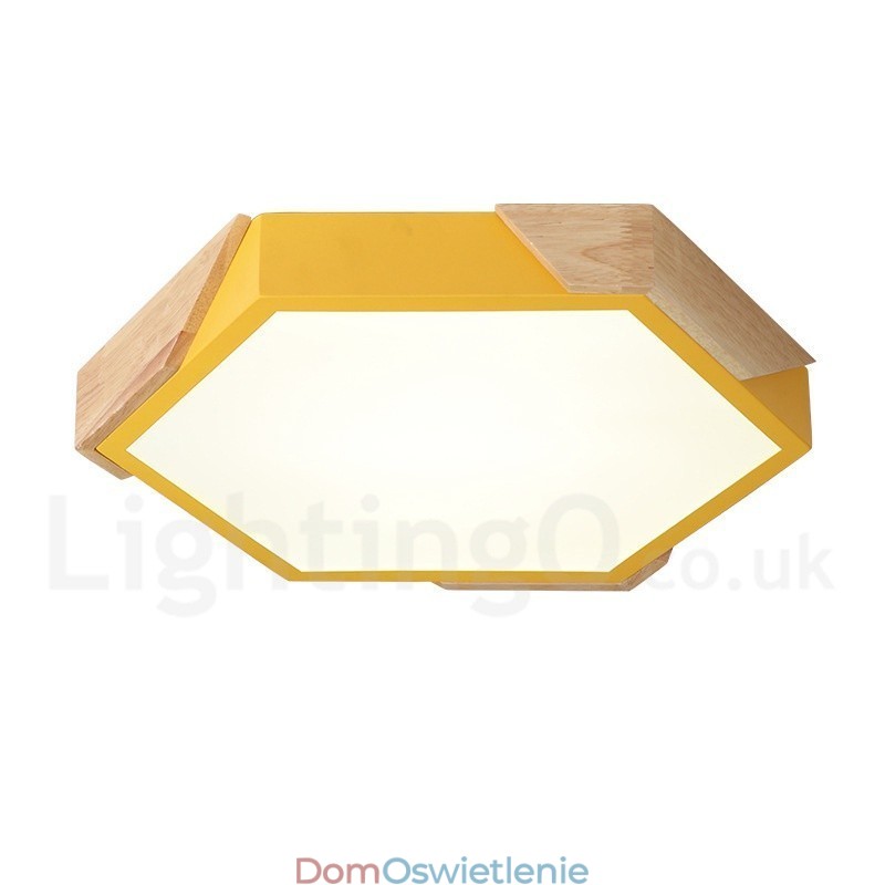 Ściemnialna Macaron Ultra cienka wielokolorowa lampa sufitowa z drewna z akrylowym kloszem Lampa sufitowa w stylu nordyckim