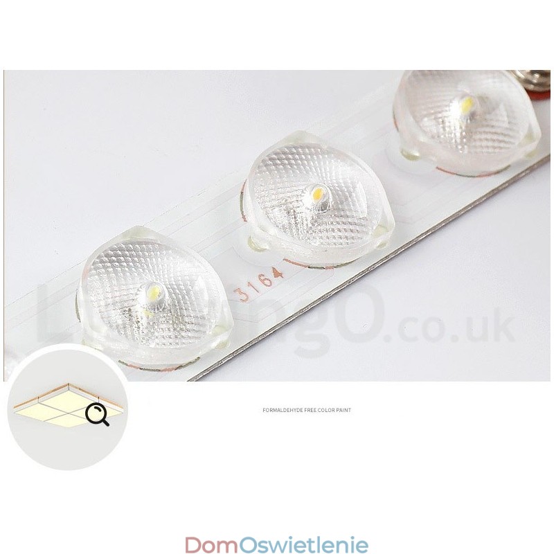 Duży kwadratowy ściemnialny makaronik Ultra cienki wielokolorowy drewniany sufitowy z akrylowym kloszem Lampa sufitowa w stylu nordyckim