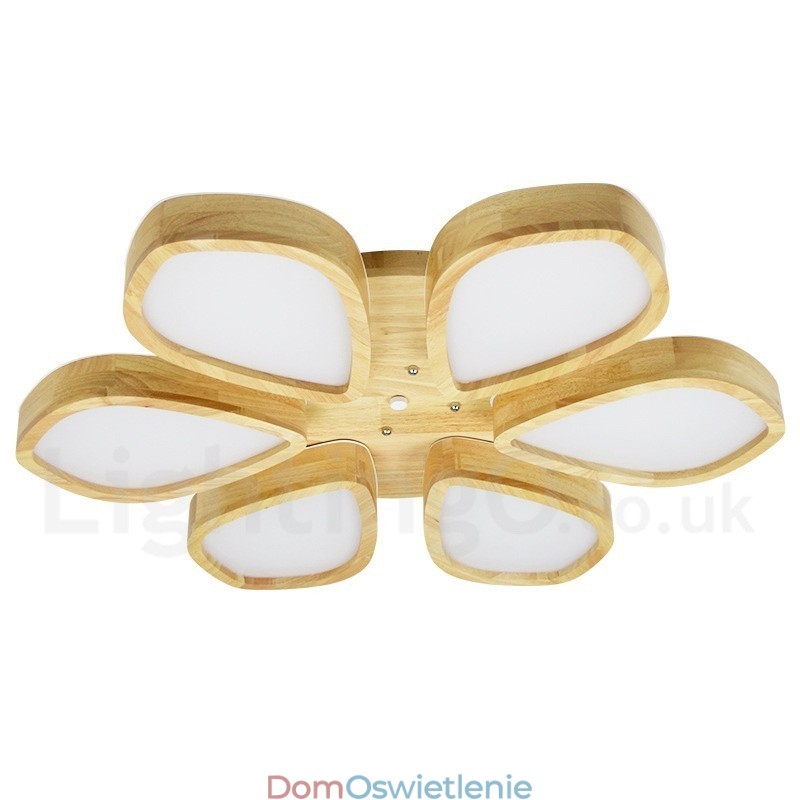 Lampa sufitowa z płatkami drewna z akrylowym kloszem Lampa sufitowa w stylu nordyckim